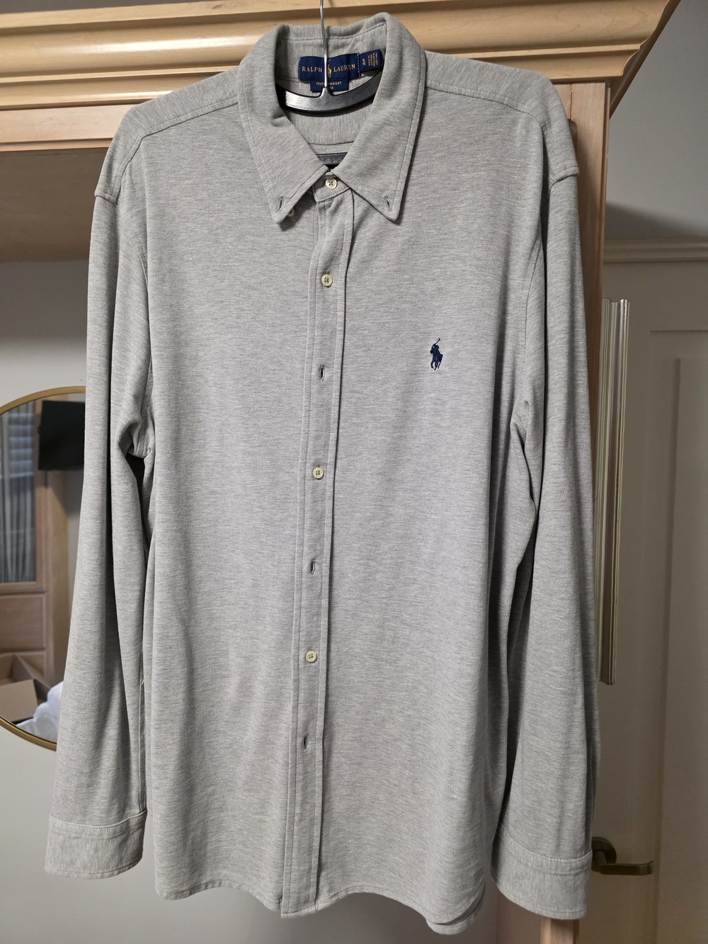 Polo by Ralph Lauren Men’s Heather Gray Long-Sleeve Button-Down Shirt